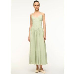 Staud Dena Cotton Midi Dress, Pale Jade (Size 4)